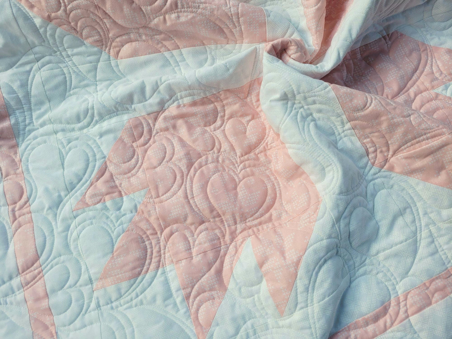 Baby Girl Bear Paw Quilt in Pink and White