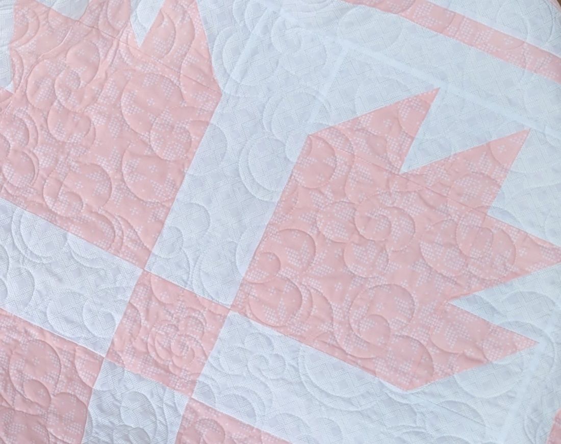 Baby Girl Bear Paw Quilt in Pink and White