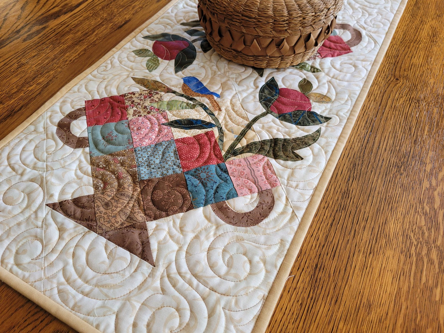 Flower Basket Quilted Table Runner