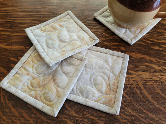 Neutral Coaster Set, abstract ferns