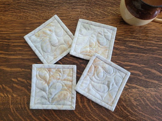 Neutral Coaster Set, abstract ferns