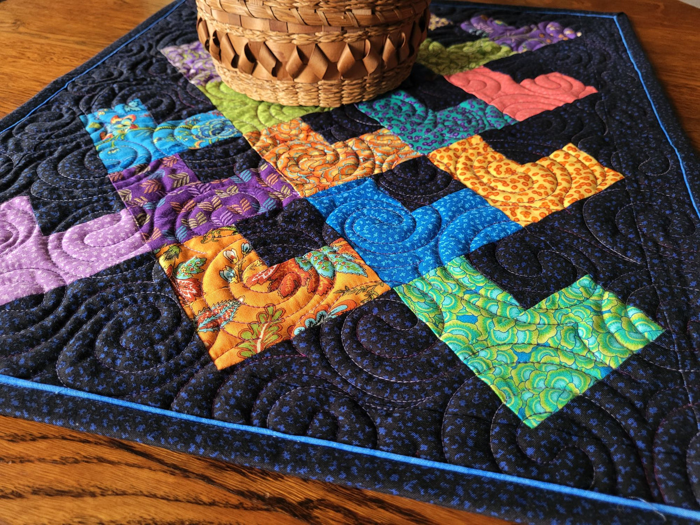Bright Florals on Black, Table Topper