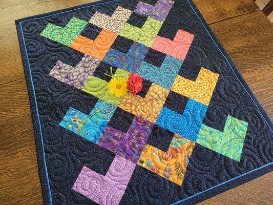 Bright Florals on Black, Table Topper