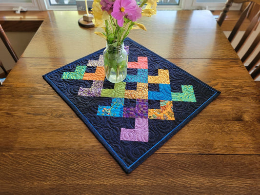 Bright Florals on Black, Table Topper