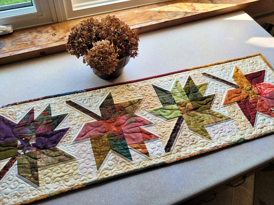 Autumn Blaze Quilted Table Runner, 4 leaf