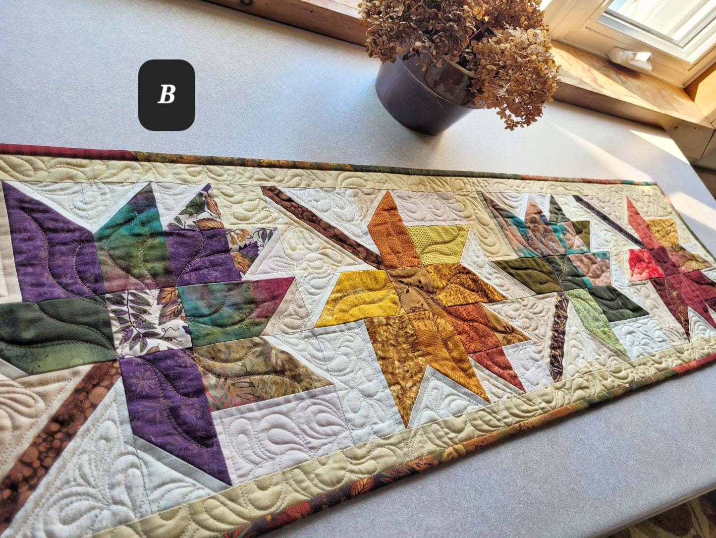 Autumn Blaze Quilted Table Runner, 4 leaf