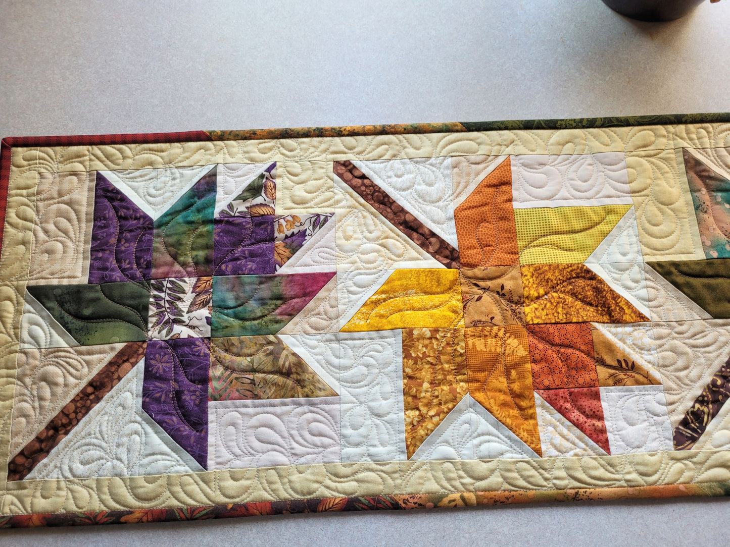 Autumn Blaze Quilted Table Runner, 4 leaf