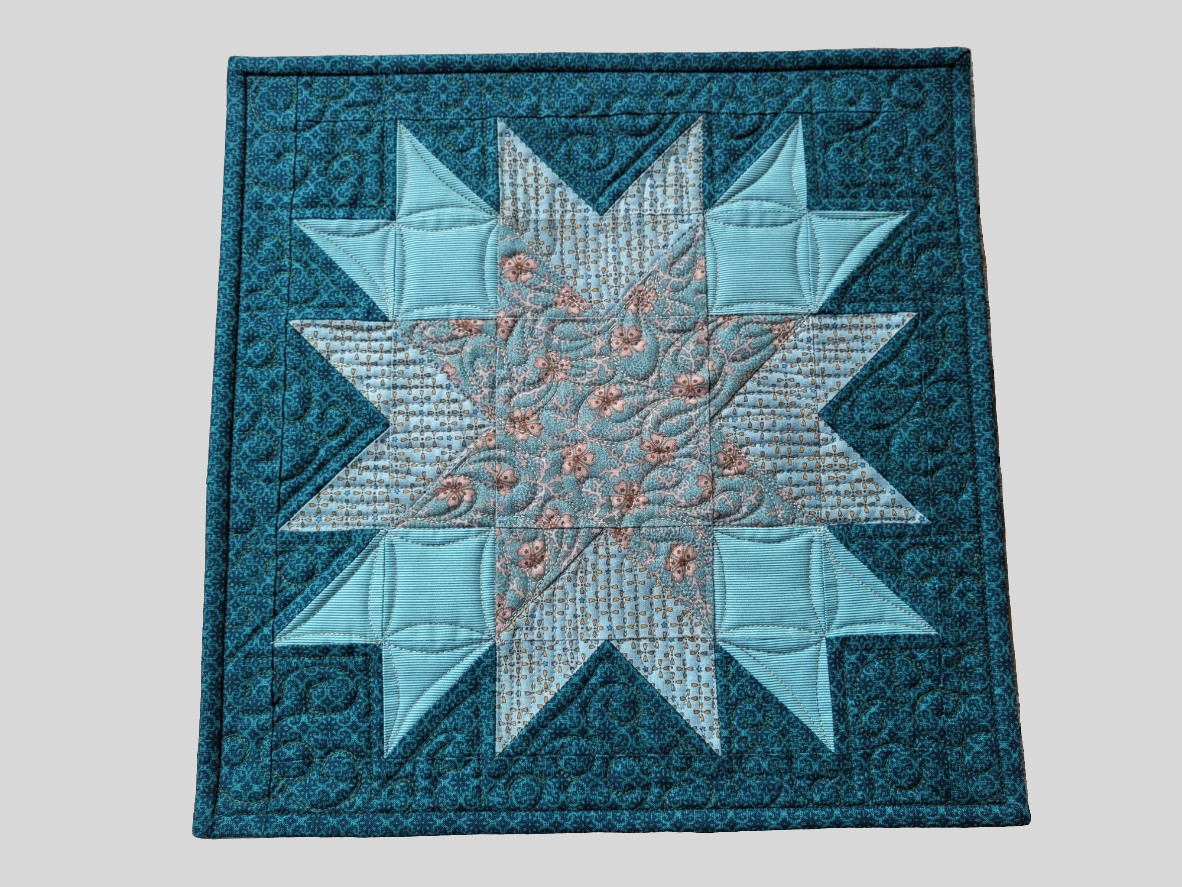Teal Star Mini Quilt