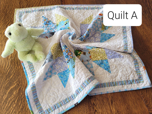 baby quilt with animal theme prints