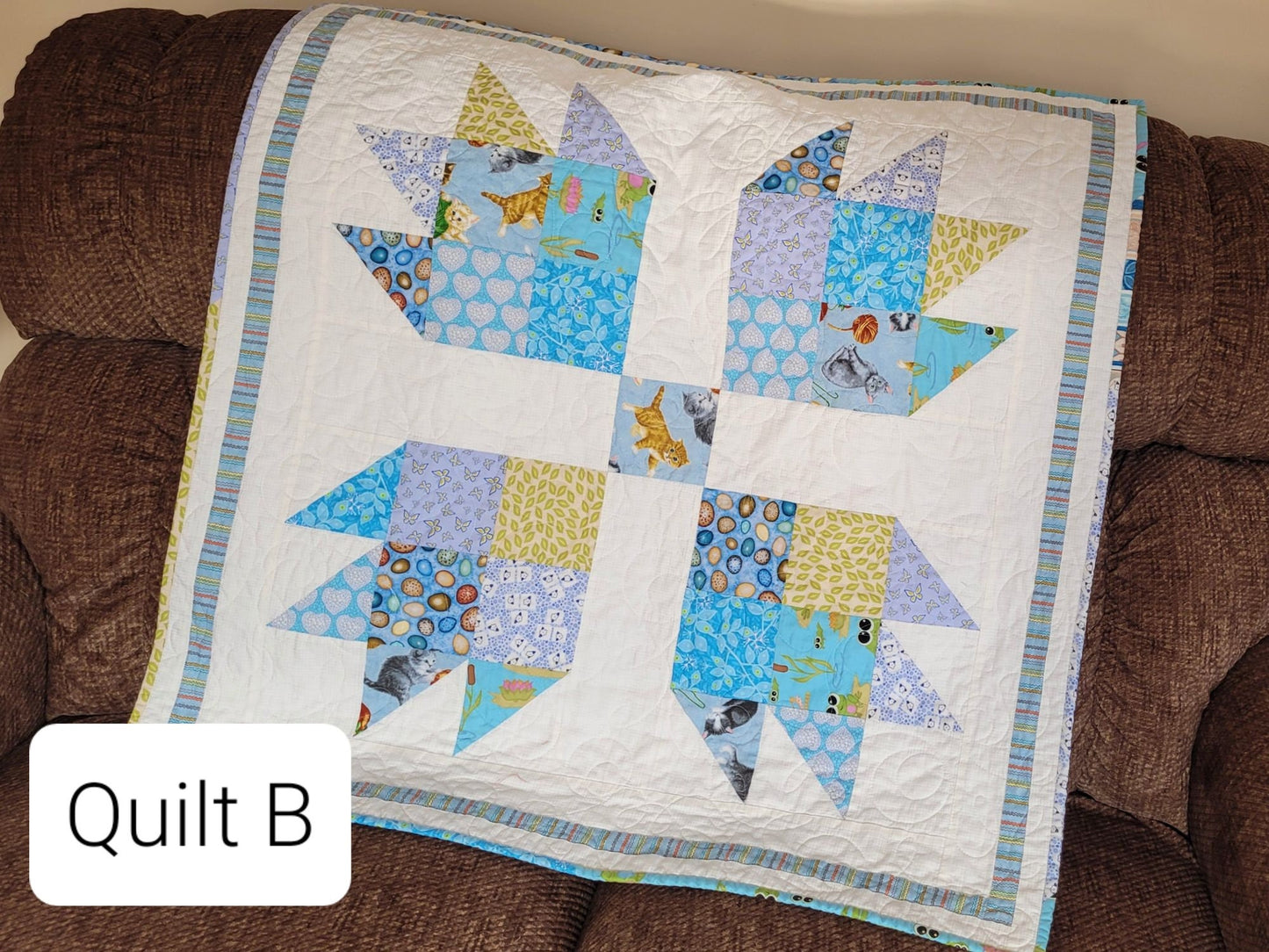 baby quilt with animal theme prints