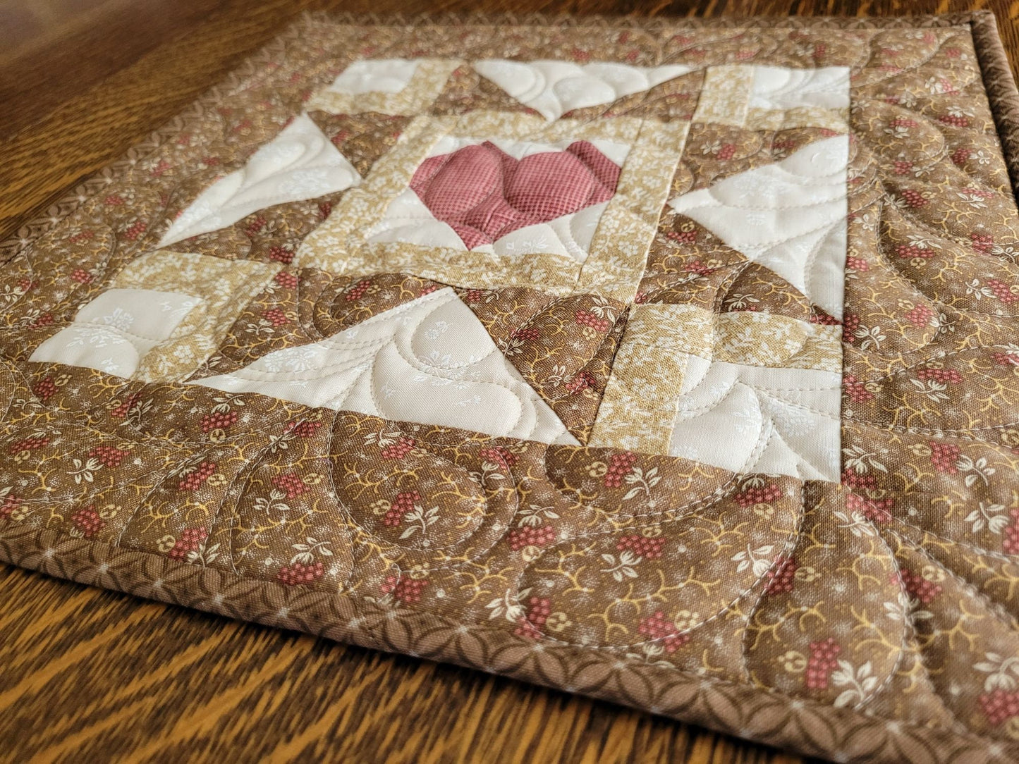Handmade Mothers Day Gift Set, Mini Quilt, Candles, Pottery Holder