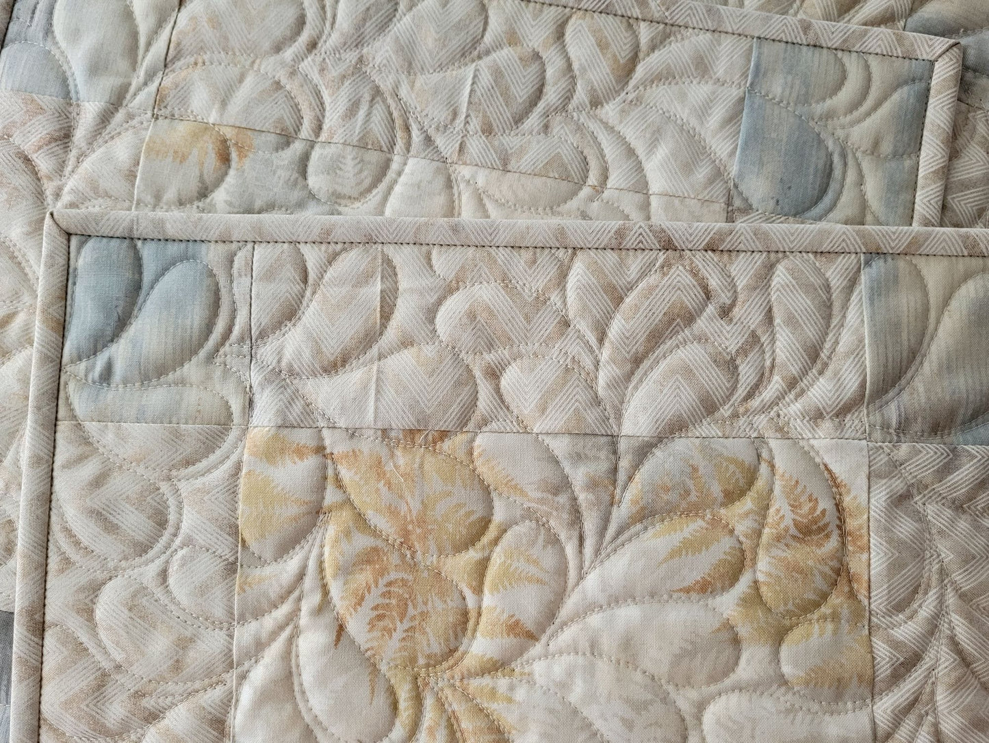 close up detail of quilted placemats