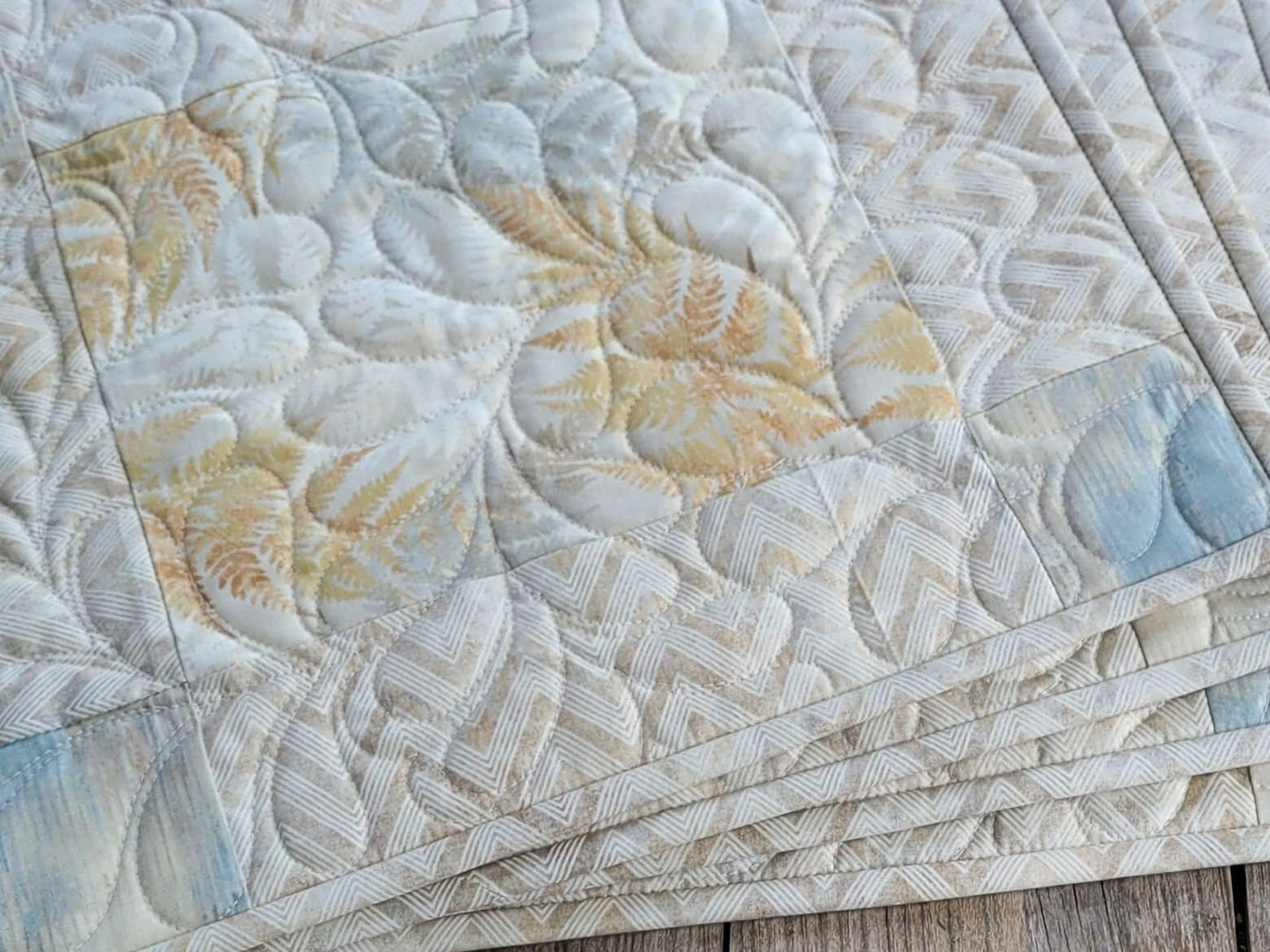 close up detail of quilted placemats