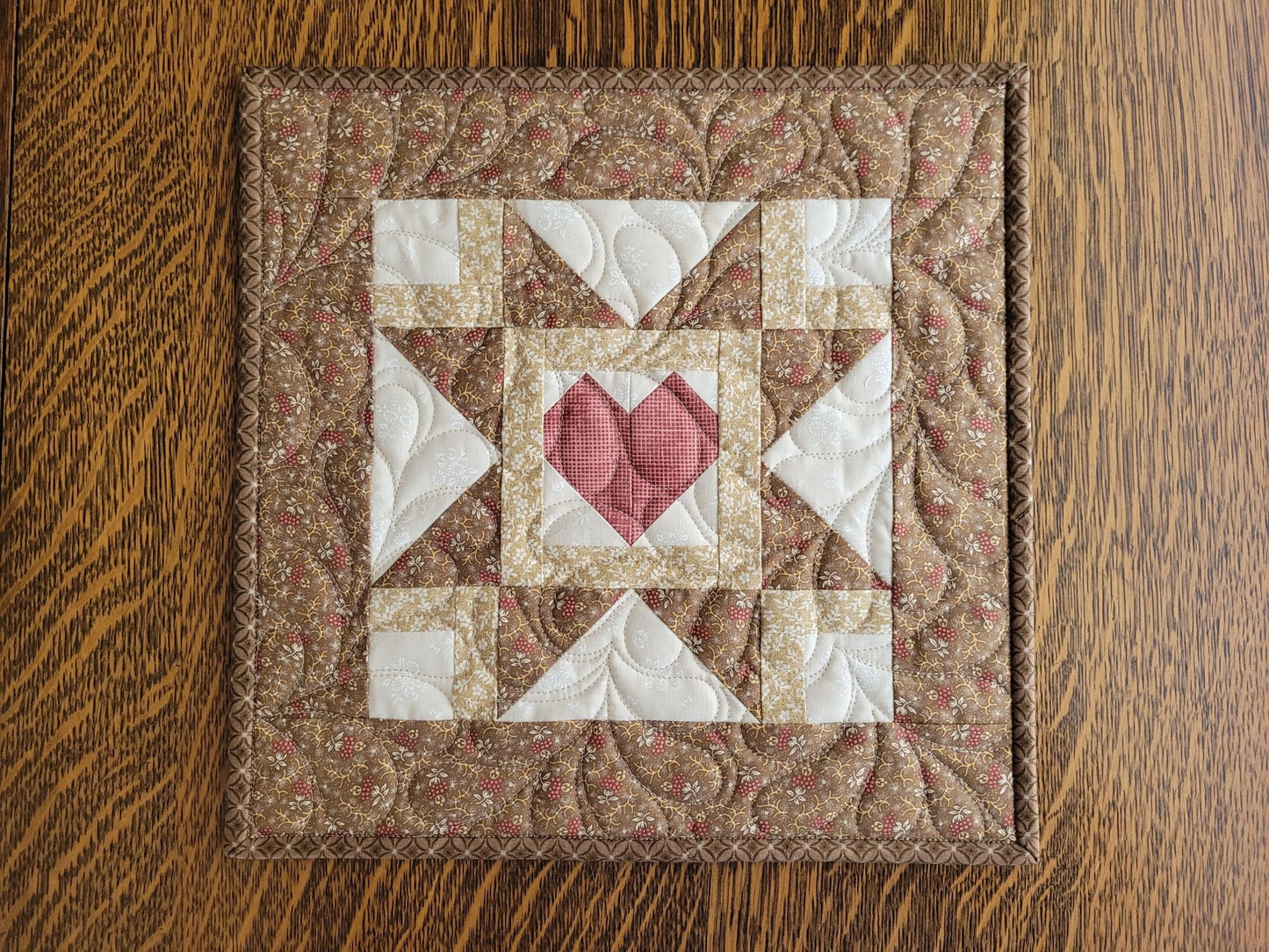 Handmade Mothers Day Gift Set, Mini Quilt, Candles, Pottery Holder