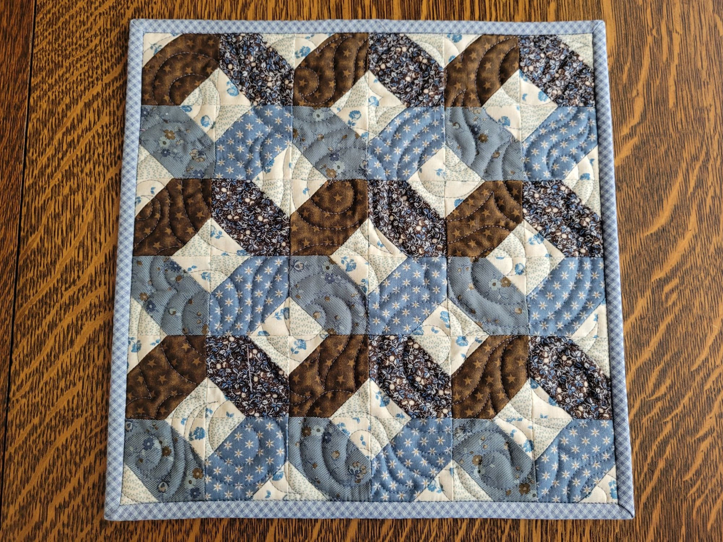 Handmade Mothers Day Gift Set, Mini Quilt, Tea Light Candles & Wooden Holder