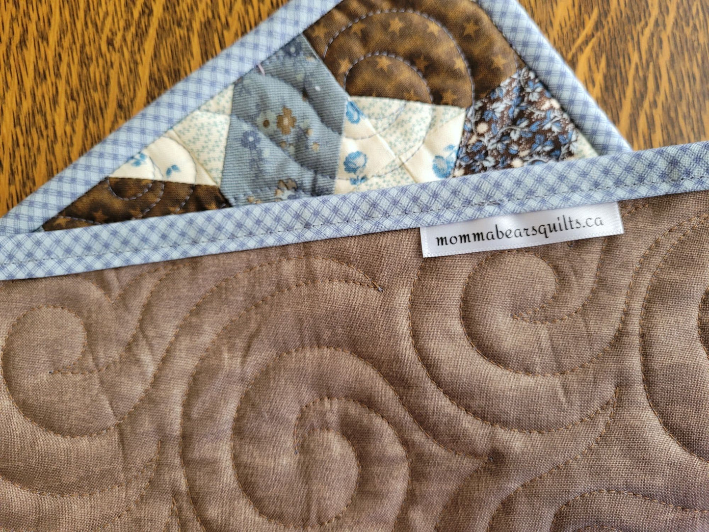 Handmade Mothers Day Gift Set, Mini Quilt, Tea Light Candles & Wooden Holder