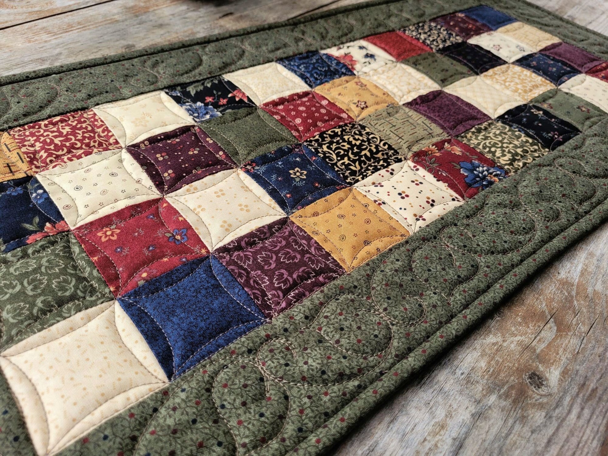 quilted table runner in country colors