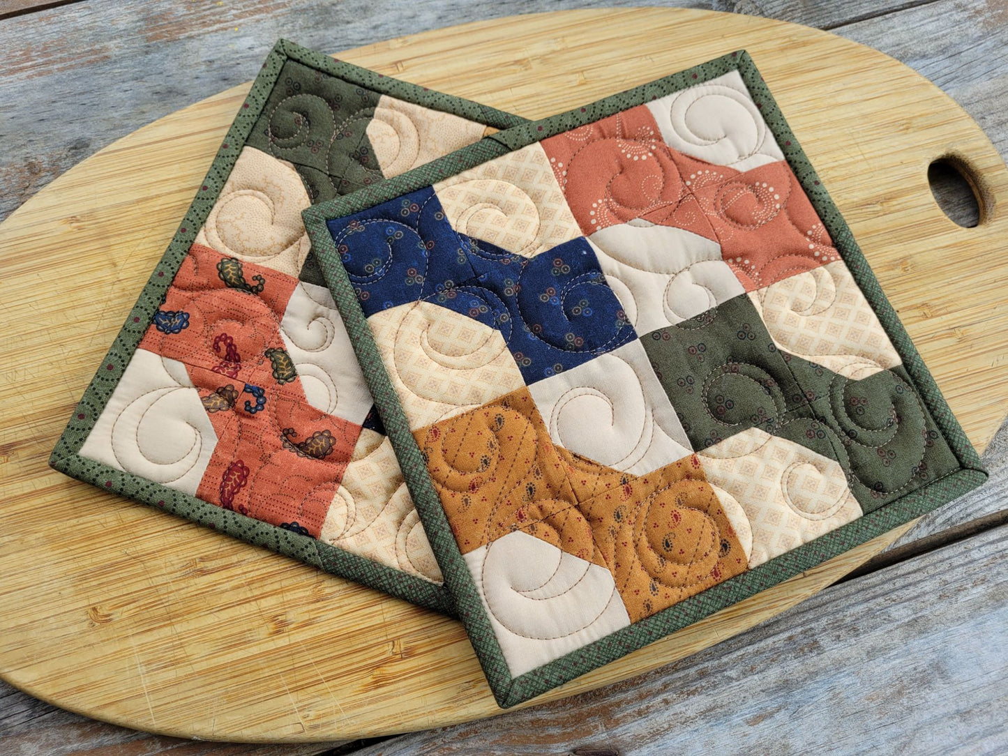 quilted patchwork potholders