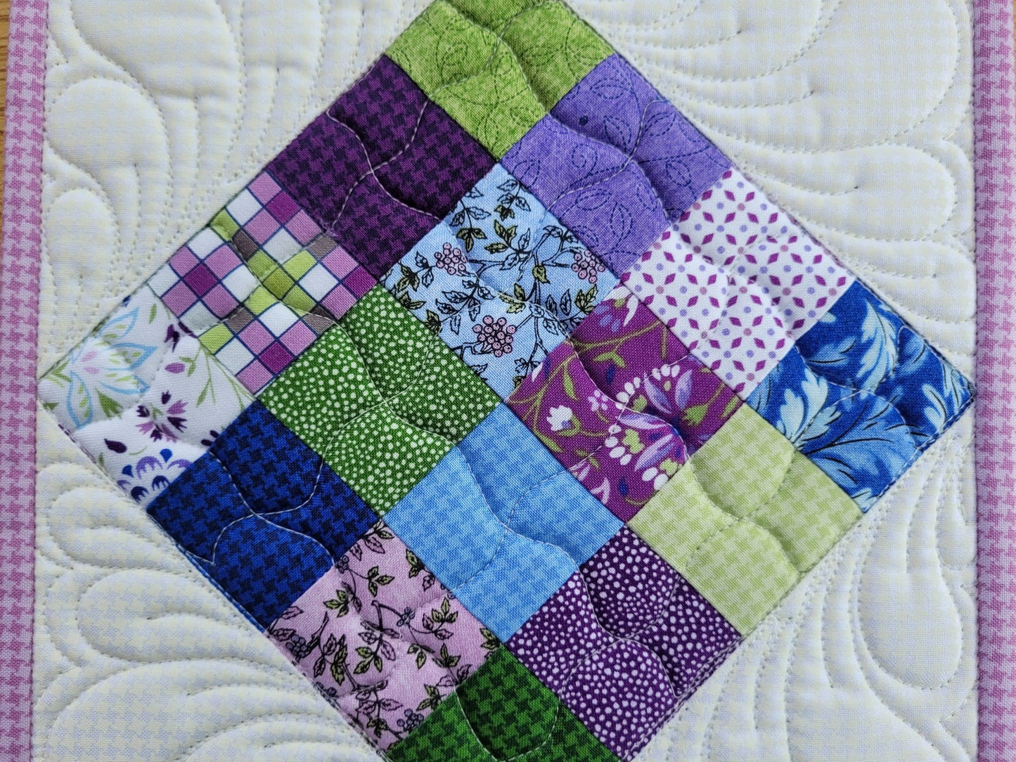 purple floral patchwork potholder