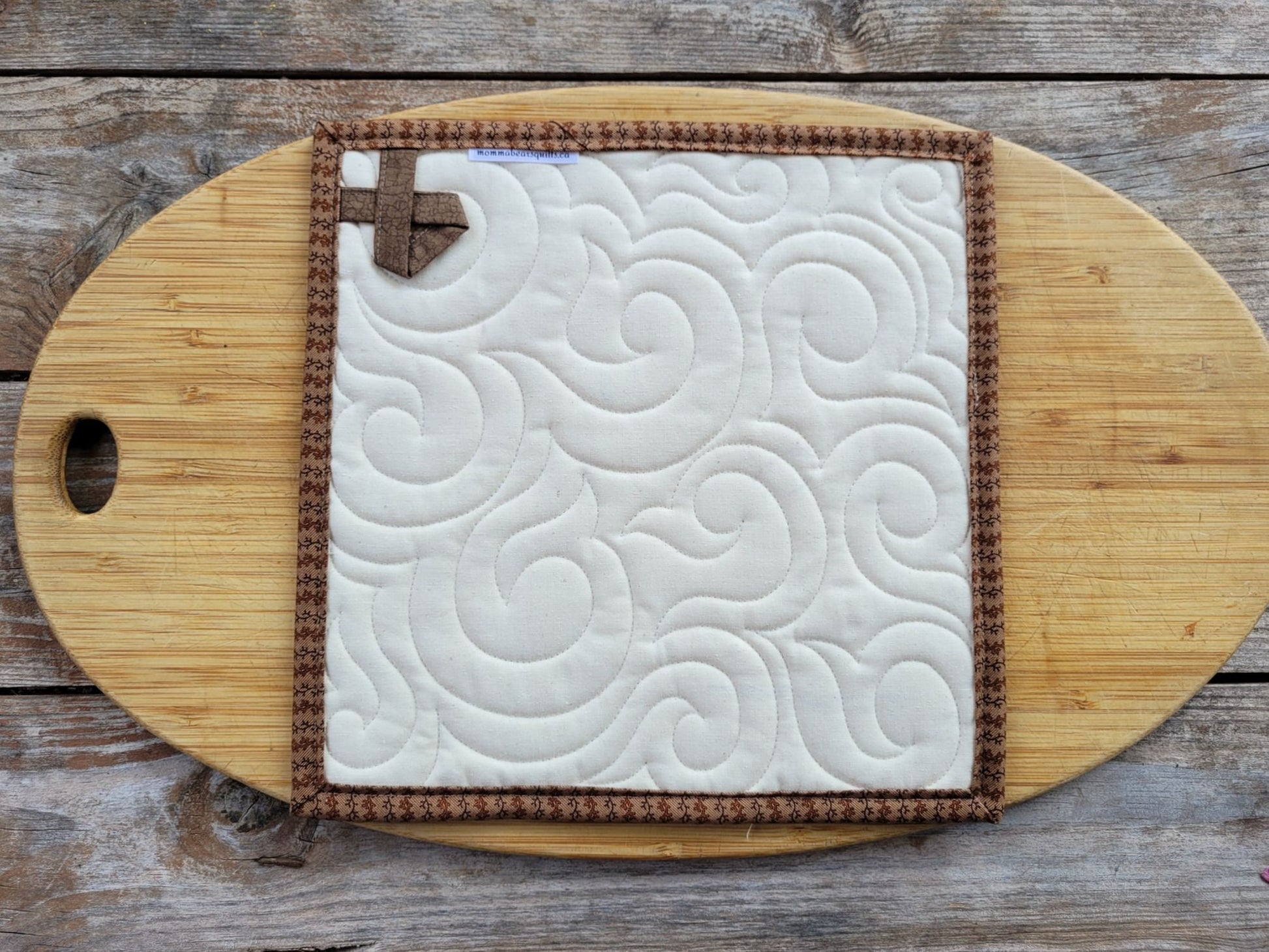 back of quilted potholder