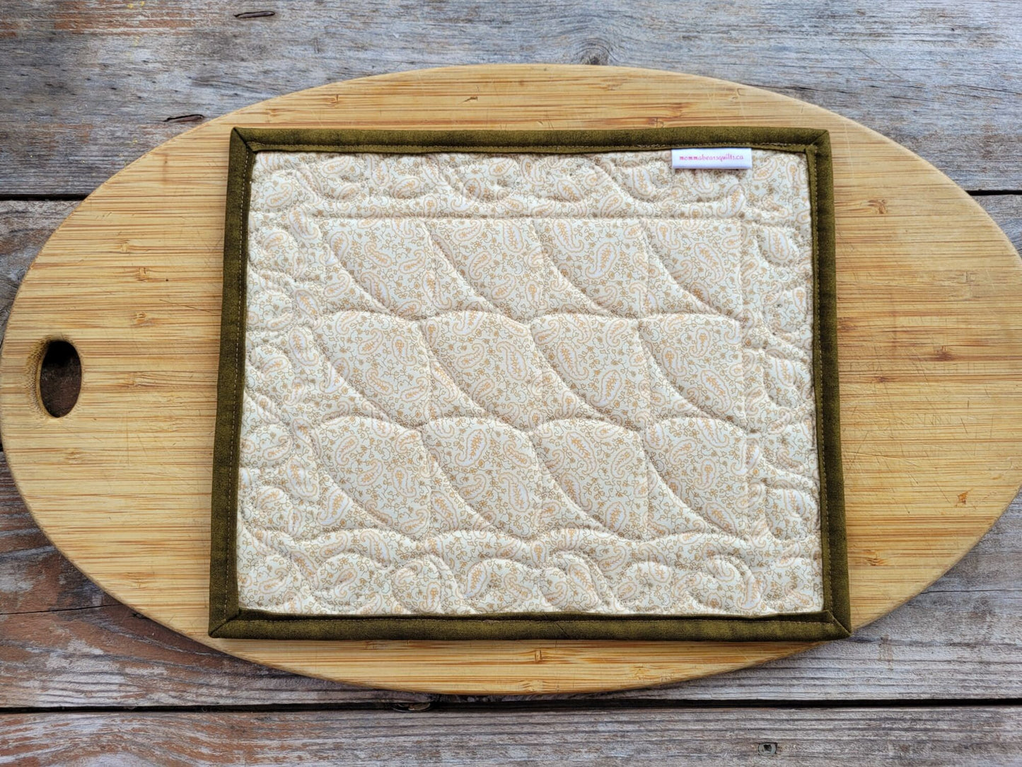 back of quilted hot mat