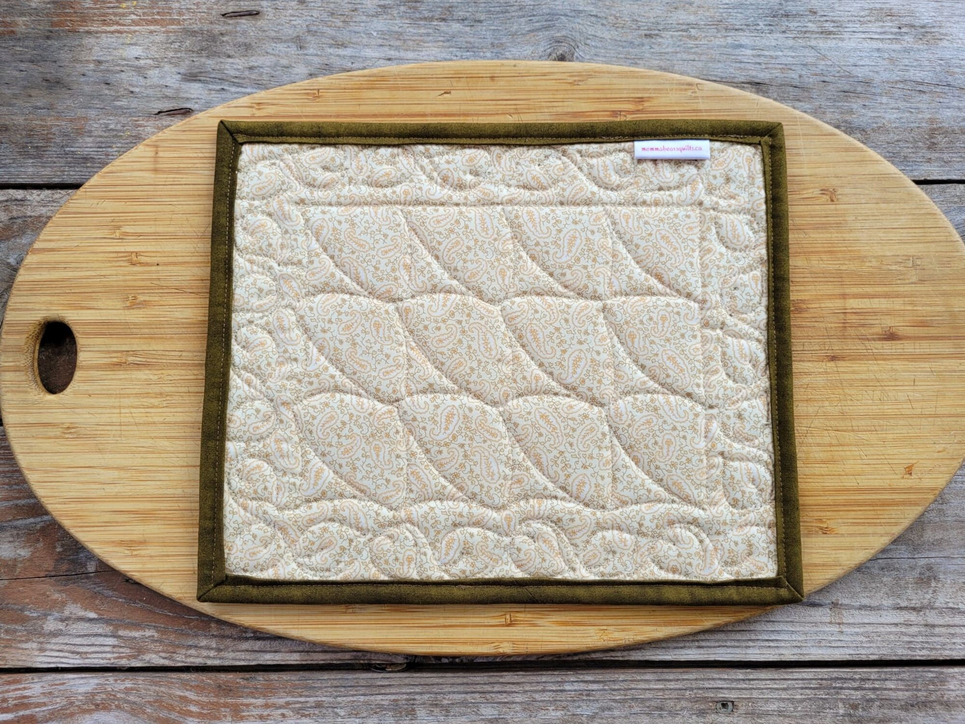 back of quilted hot mat