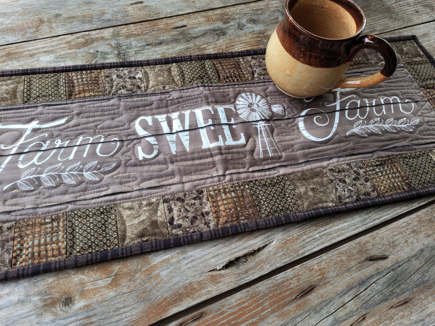 close up of quilted table runner