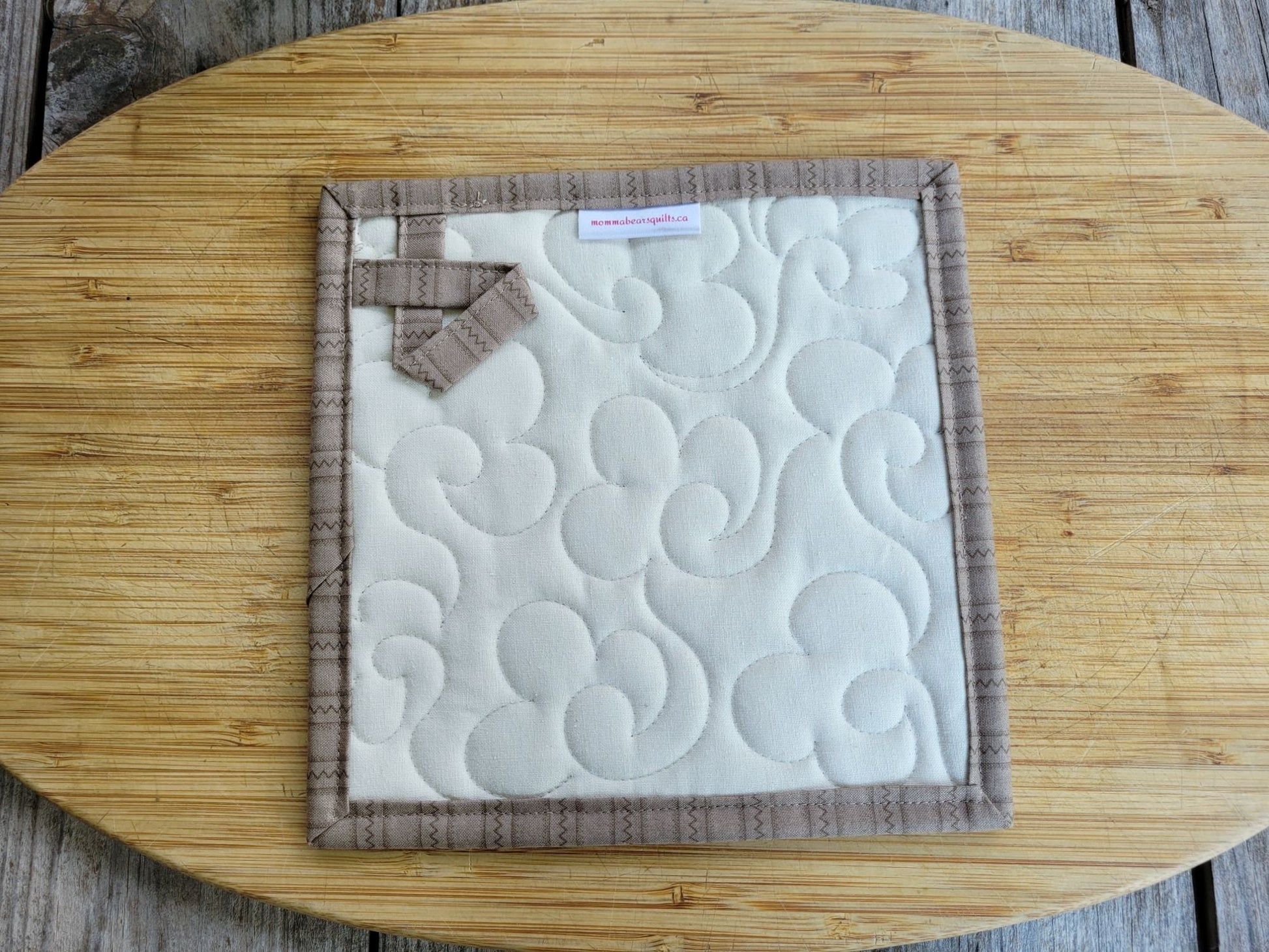 back of quilted potholder