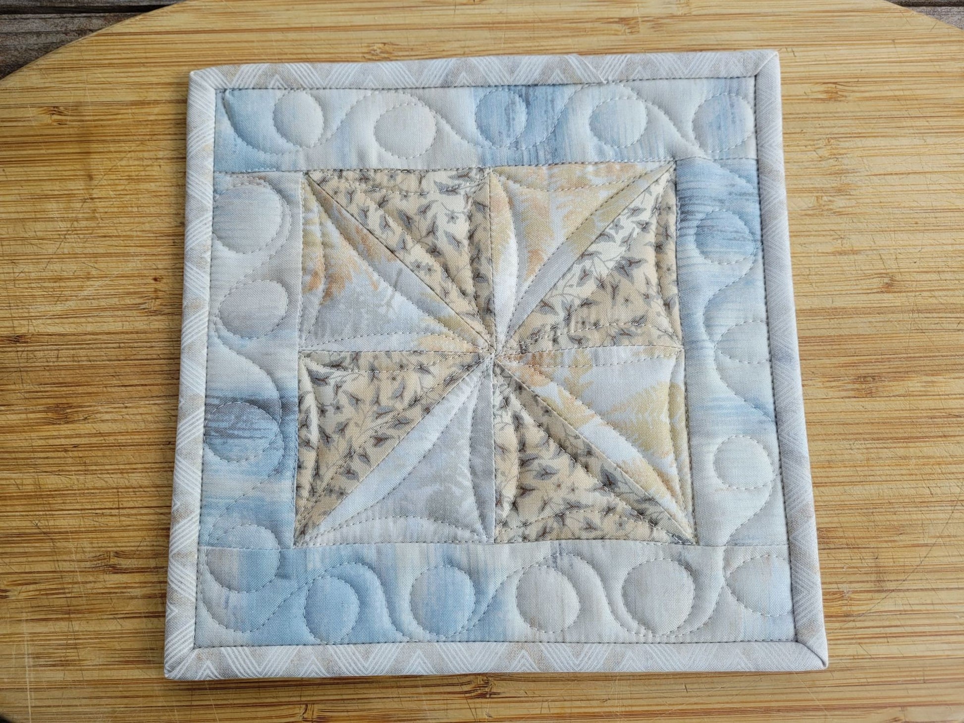 neutral quilted potholder