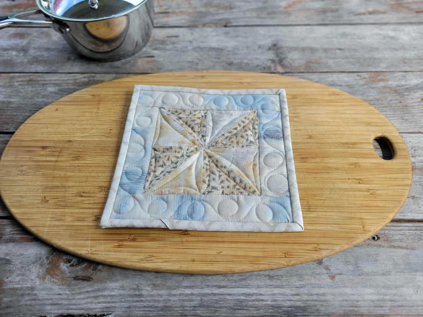 neutral quilted potholder