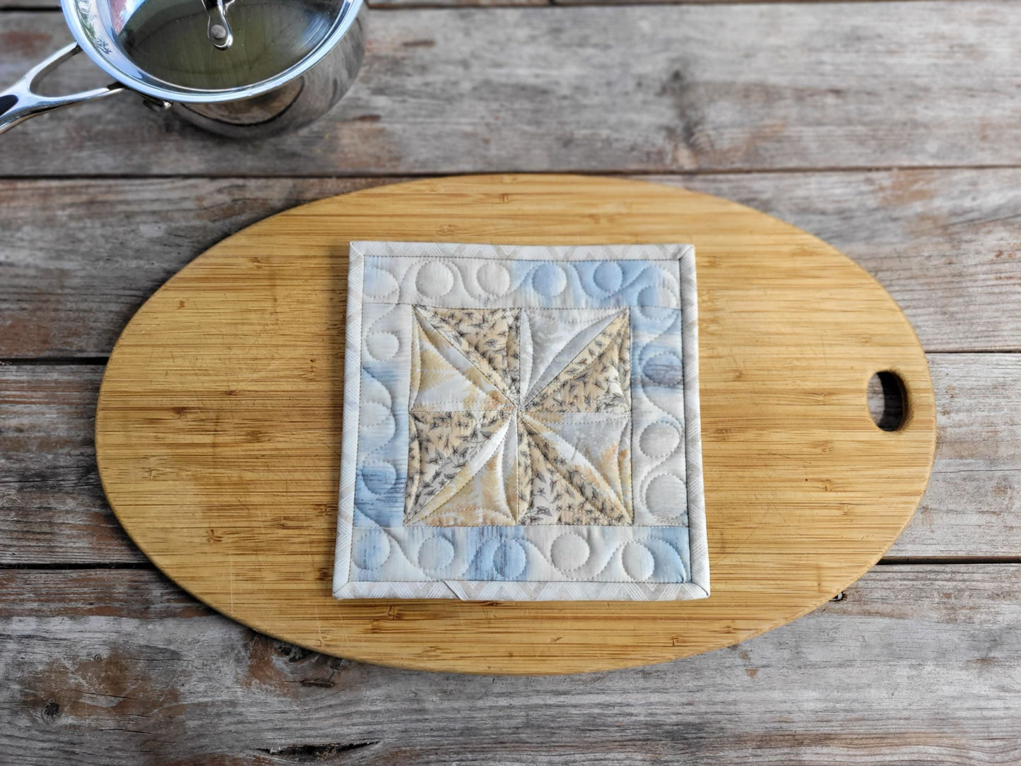 neutral quilted potholder