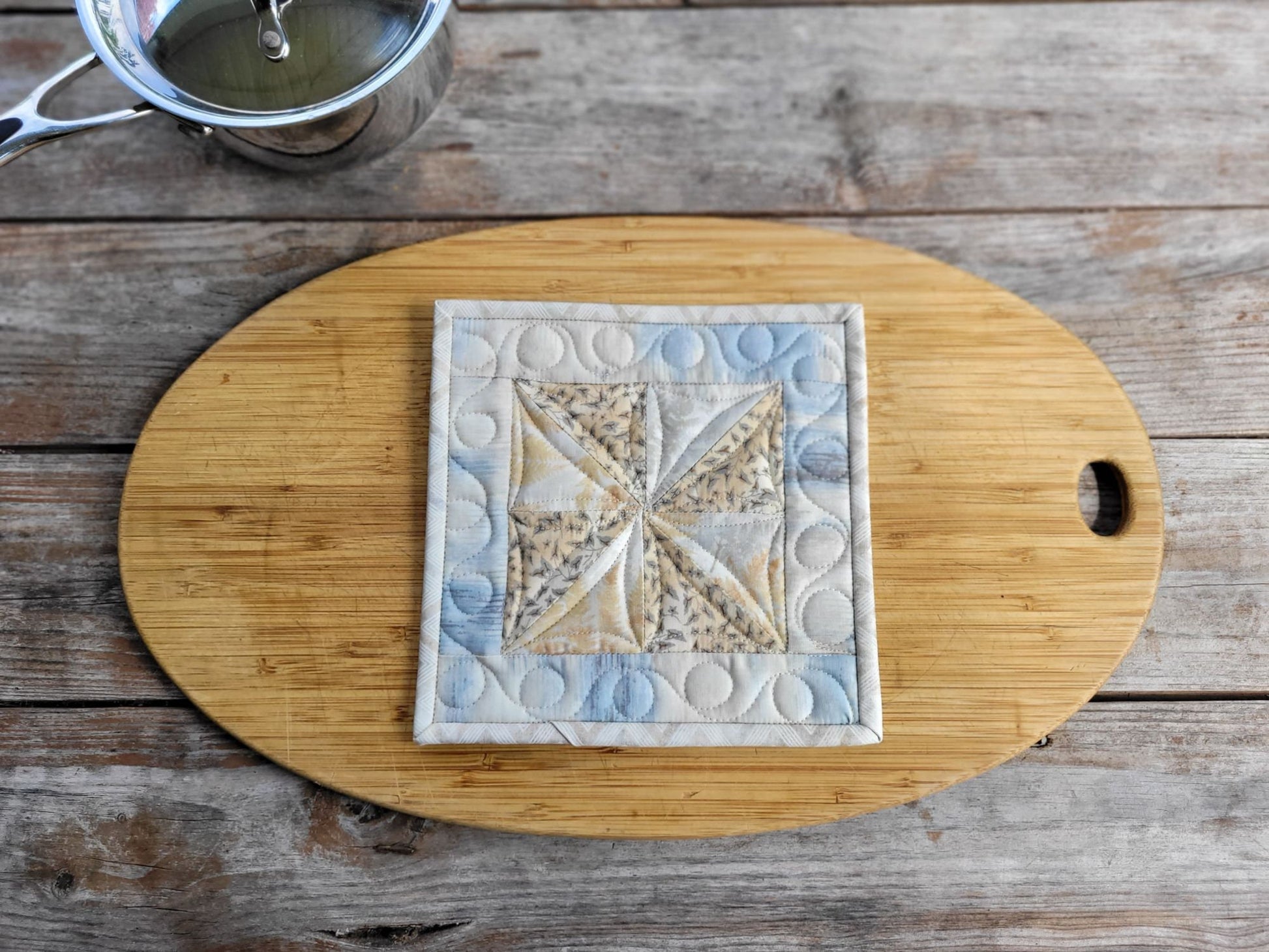 neutral quilted potholder