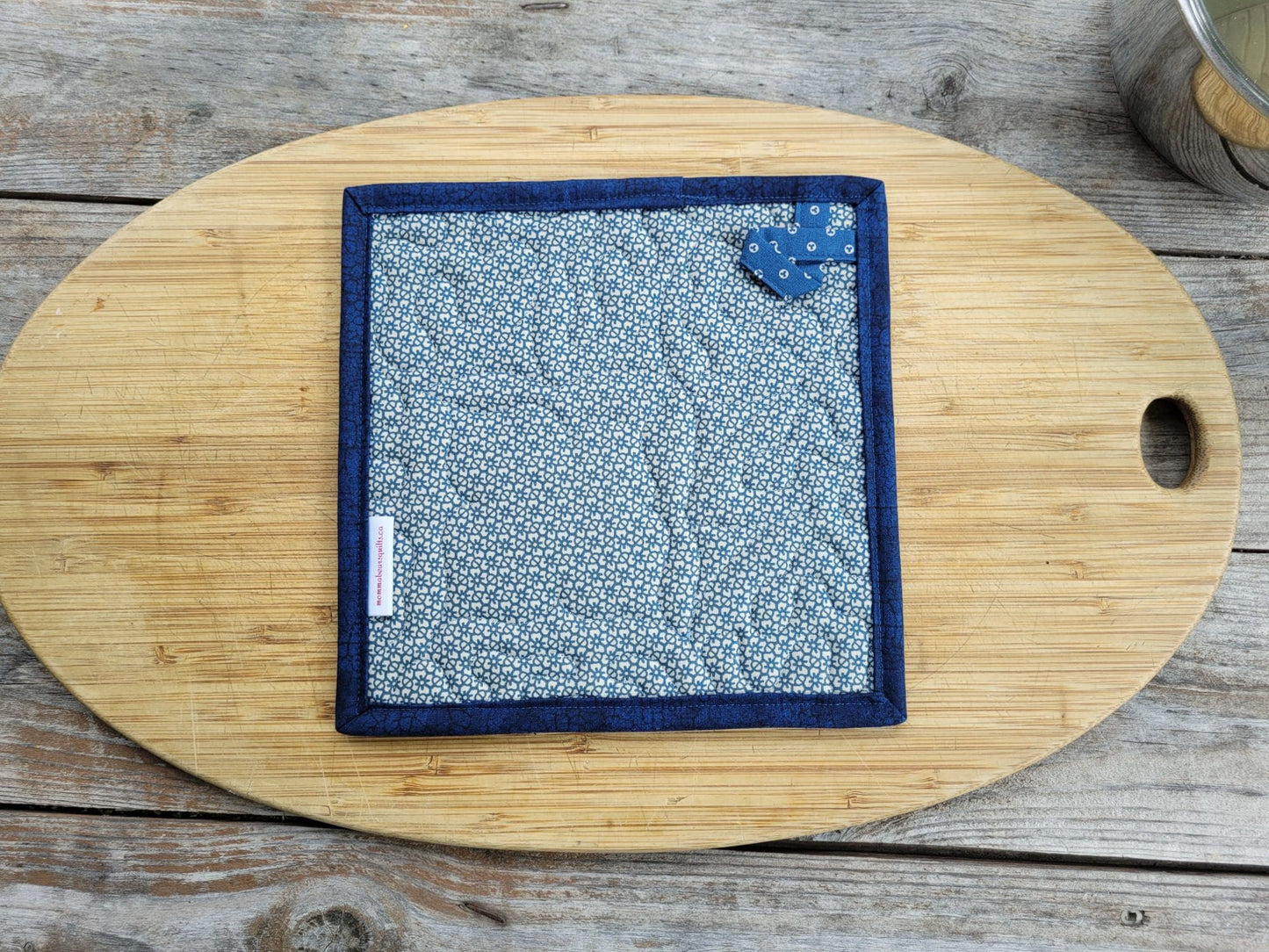 back of quilted potholder
