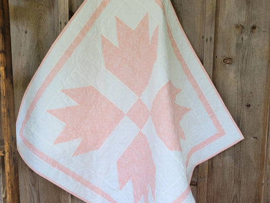 Baby Girl Bear Paw Quilt in Pink and White