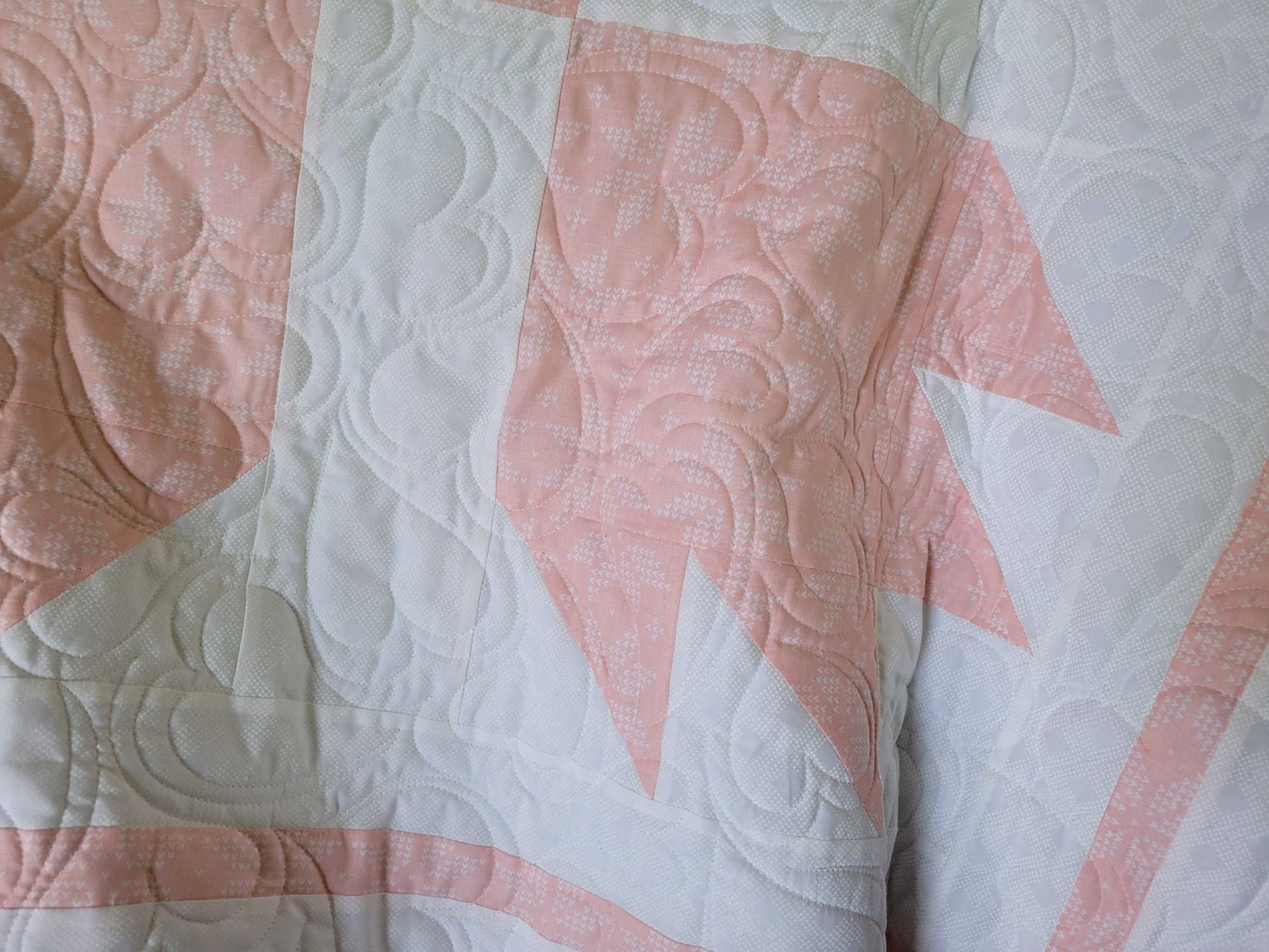 Baby Girl Bear Paw Quilt in Pink and White