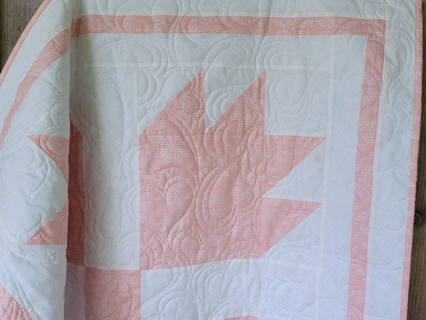 Baby Girl Bear Paw Quilt in Pink and White