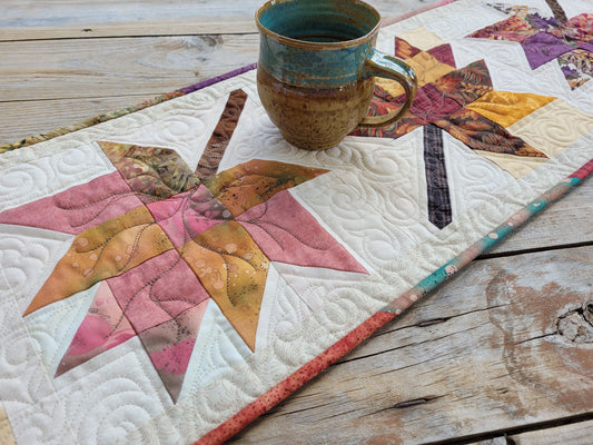 quilted table runner with fall leaves