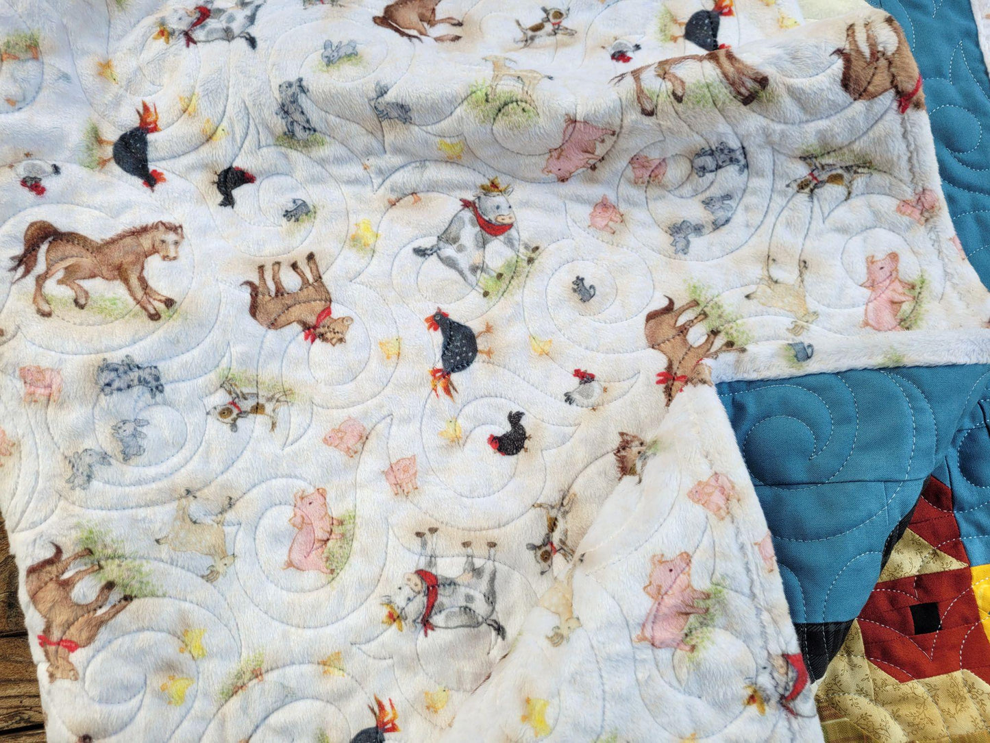 Fab Farm Baby Quilt with Soft Minky Backing