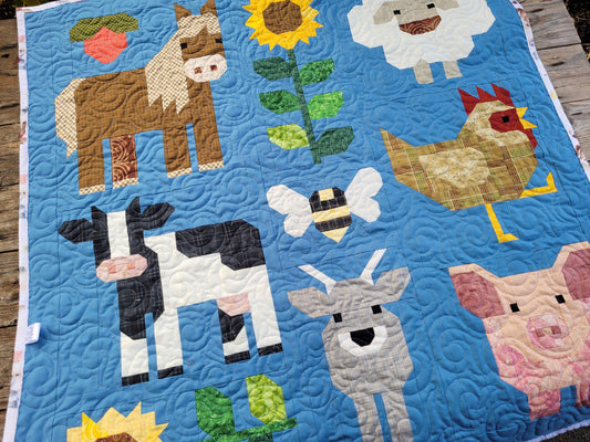 Fab Farm Baby Quilt with Soft Minky Backing