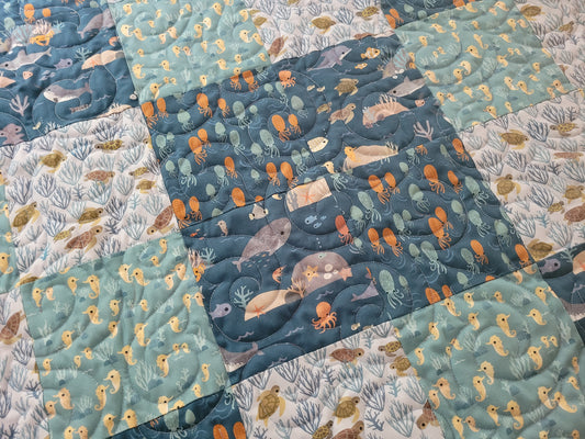 Custom Ocean Theme Baby Quilt, final installment