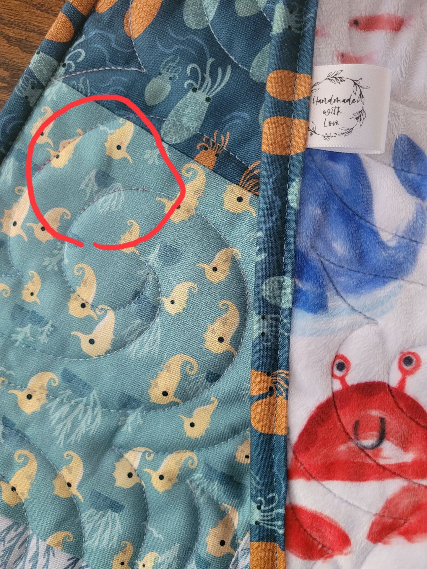 Custom Ocean Theme Baby Quilt, final installment