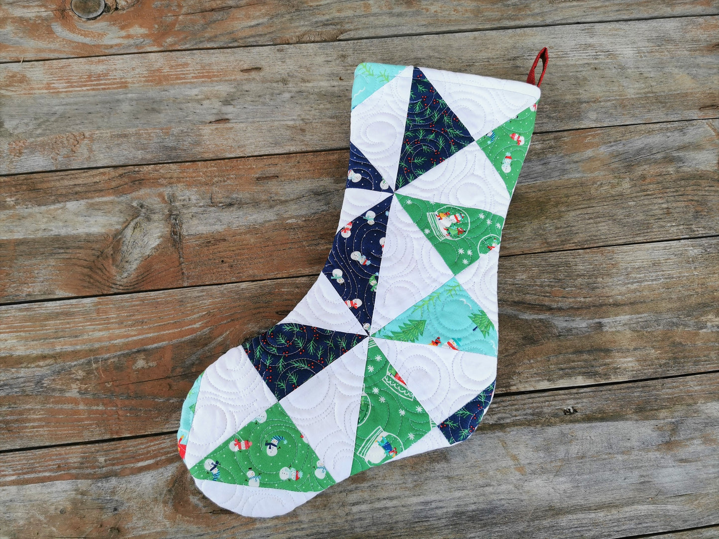 Snow Theme Pinwheel Christmas Stocking