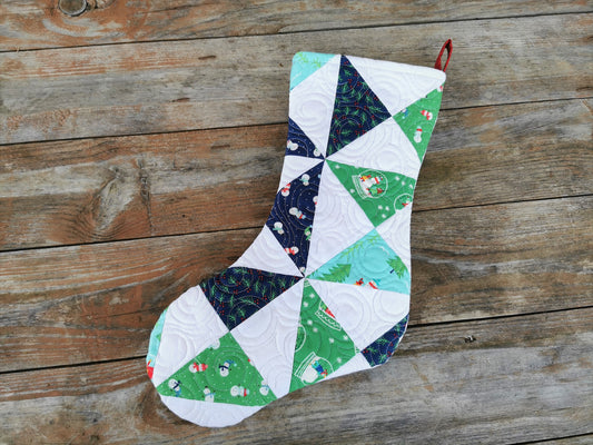 Snow Theme Pinwheel Christmas Stocking