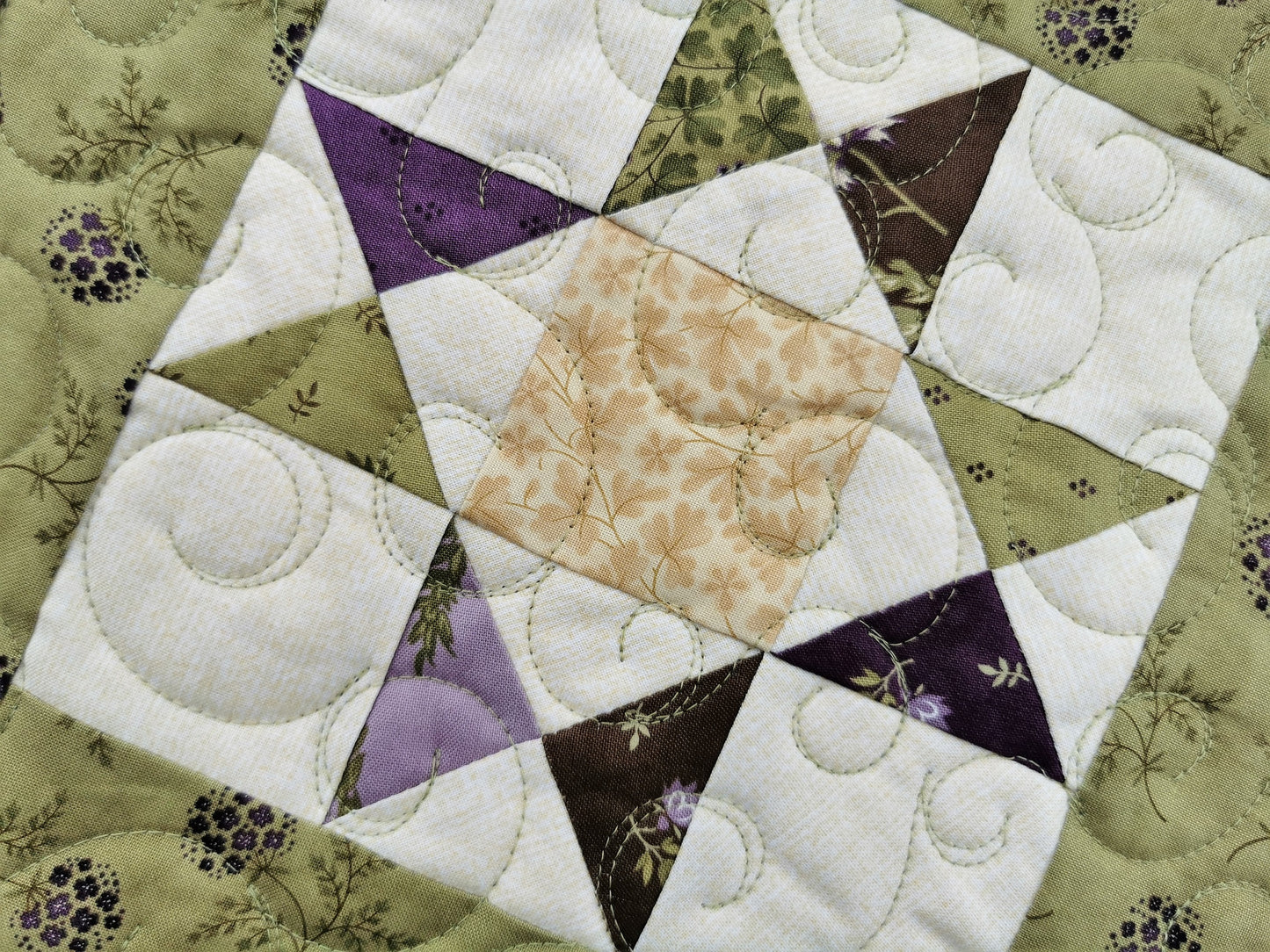 Green and Purple Star Mini Quilt