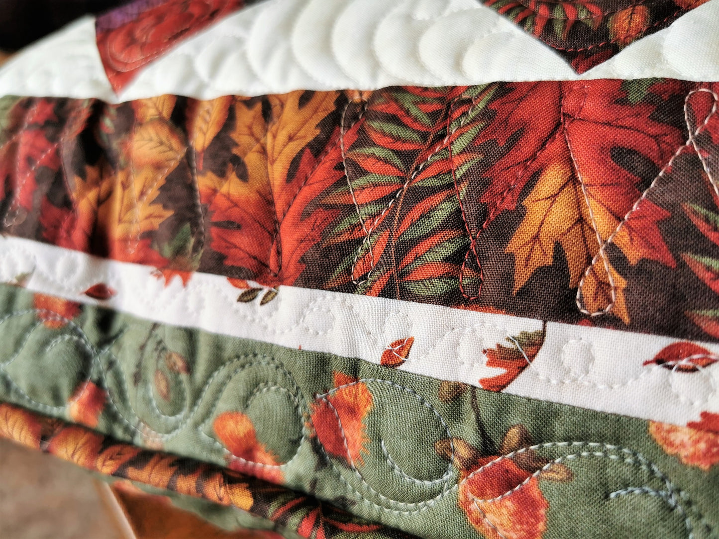 close up of border quilting on the pillow