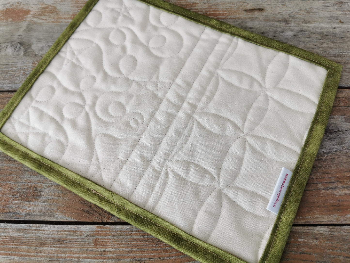 showing backing of the mug rug