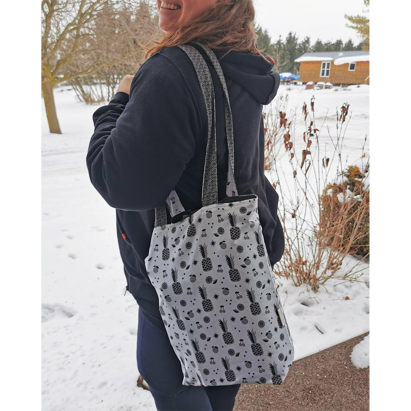 Grey and Blue Tote Bag