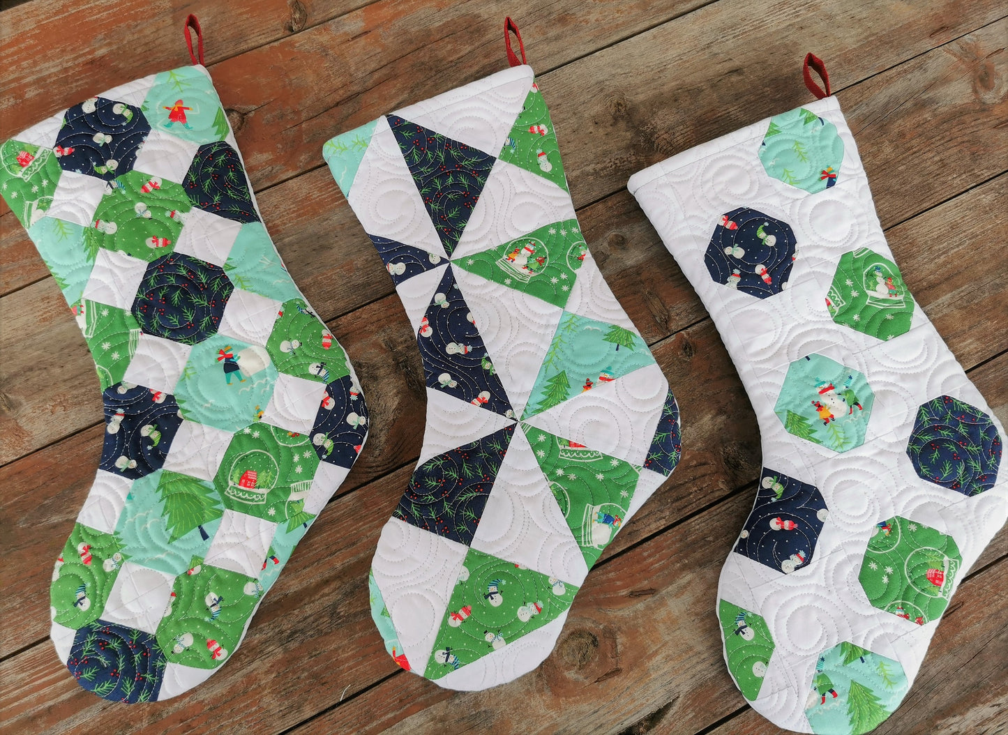 Snow Theme Pinwheel Christmas Stocking
