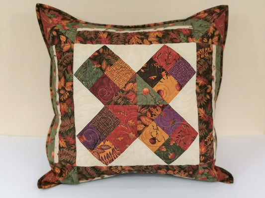 front view of pillow shown in indoor lighting