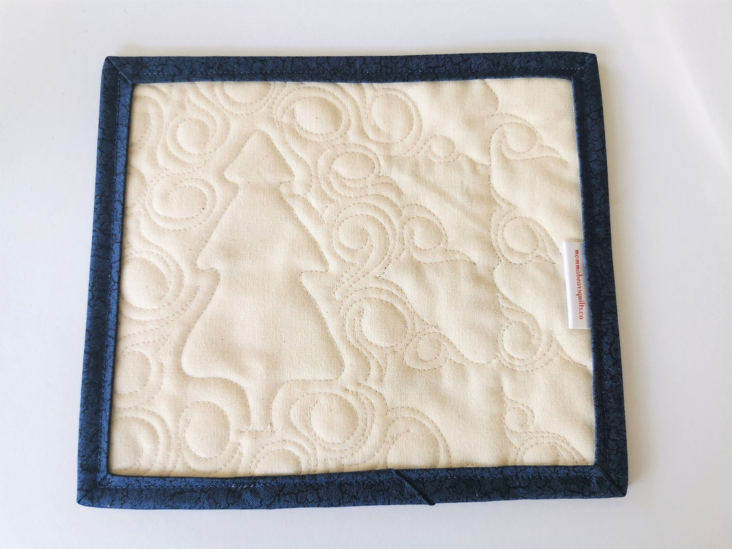 Snow Theme Quilted Mug Rug, Christmas Tree Mini Quilt, Holiday Desk Coaster, Teacher Gift, Santa Snack Mat